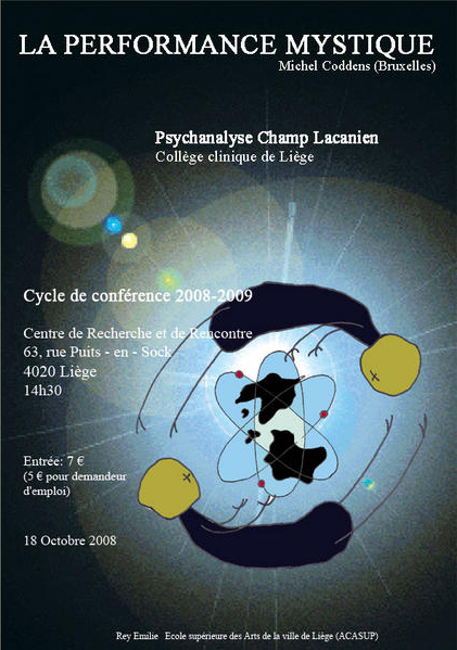 Affiche publicitaire pour une conférence sur psychanalyse du champ lacanien